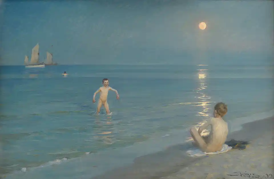 Boys Bathing at Skagen. Summer Evening